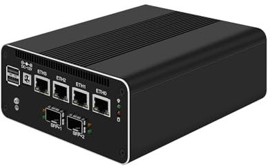 HUNSN Micro Firewall Appliance, Mini PC, VPN, Router PC, Intel N100, RJ50, 4 x 2.5GbE I226-V, 2 x SFP+ Optical 10Gbe 82599ES, Type-C, SIM Slot, TF, Barebone, NO RAM, NO Storage, NO System