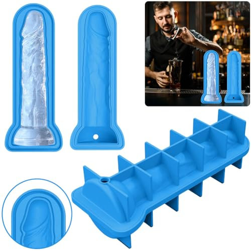 DKIIL NOIYB Eiswürfelform Silikon für Erwachsene, Lustig Penis Geformte DIY Formen, Wiederverwendbare Eiswürfelbehälter für Eiswürfel, Schokolade, Wackelpudding Whisky Cocktails (Blau)
