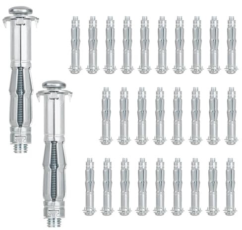 DBREAKS 30 Pcs Hohlraumdübel, M8*65mm Verzinkt Hohlwanddübel, Hohlraum Metalldübel, Spreizdübel mit Schraube, Selbstbohrender Gipskartondübe Hohlraumdübel, für Befestigungen in Gipskartonplatten