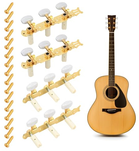 4 Stück Gitarren Mechaniken Stimmwirbel 2L + 2R, Mechaniken für Gitarrensaiten, Gitarre Tuning Key Peg für E-Gitarre, Gitarren-Stimmwirbel aus Metall