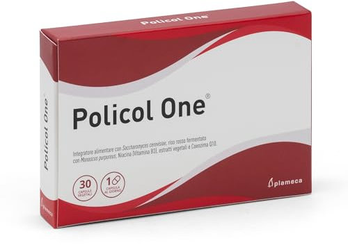 Plameca Policol One - Integratore Colesterolo - Formula di Riso Rosso Fermentato di cui monacoline con Ceremyces, Gugul, Scagliola, Carciofo, Tarassaco e Coenzima Q10-30 Capsule