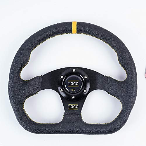 Auto-Lenkrad, Sportlenkrad, Universal-Innenteile, 33 cm, PVC, Autorennlenkräder, tiefes Mais-Driften, Sportlenkrad mit (Farbe: Schwarz, Gelb)