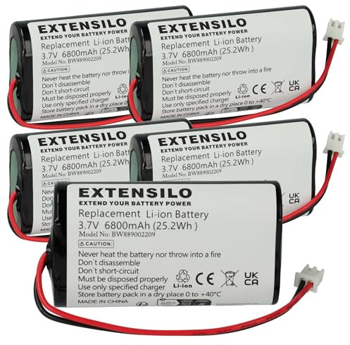 EXTENSILO 5X Akku kompatibel mit Villeroy & Boch Neapel 2.0 96878 Tischlampe, Nachttischlampe (6800 mAh, 3,7 V, Li-Ion)