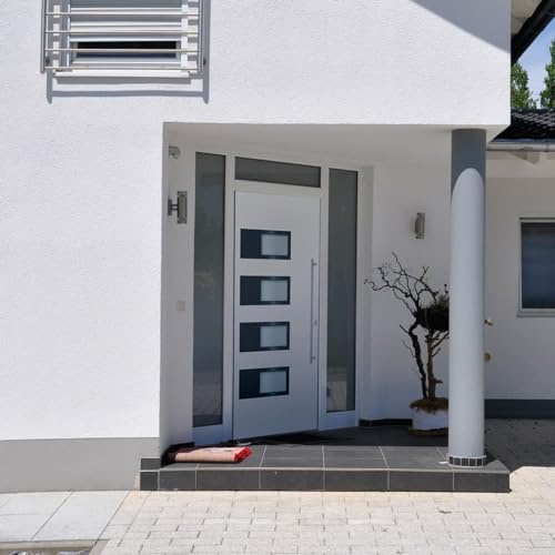 LAPOOH Haustür Weiß 110x210 cm Aluminium und PVC, Zimmertür, Eingangstür, Innentüren, Wohnungstür, Nebeneingangstür - 1 x Tür,1 x Handgriff-Set,1 x Schlüsselsatz,1 x Dichtungsband,1 x Montagesatz