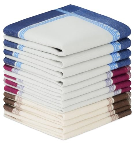 AYBUY Taschentücher Herren, 12 Stück Stoff Taschentücher Herren, Baumwolle Herrentaschentücher Stofftaschentuch, Wiederverwendbar Herrentaschentücher, 40cm x 40cm (H)