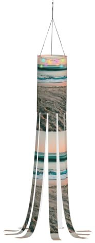 Festlicher Windsack mit Strand-Sonnenuntergang-Motiv, Halloween-Geister-Dekorationen, ästhetische Herbst-Windsäcke für den Außenbereich