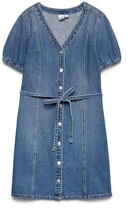 VERO MODA Dam jeansklänning VMJANET kort klänning, Mellanblå denim, L