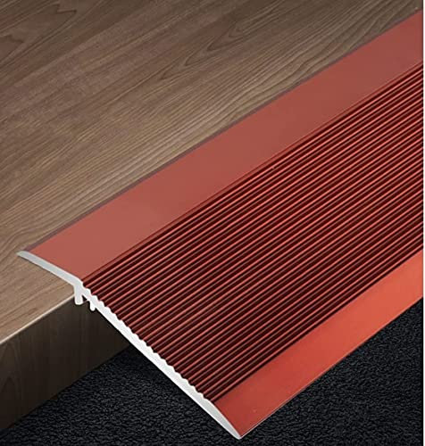 Tira de transición de aluminio para suelos de 150 cm, transición suave, suelos irregulares, alfombra a baldosa y madera a baldosa (rojo, 150 cm)
