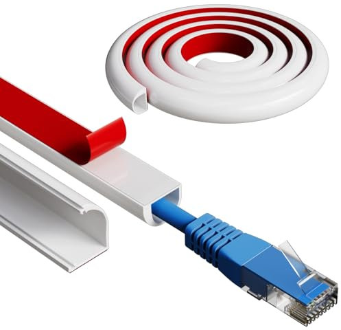 Esufeir 78/2m White One Cord Trunking for Electric Cables,Soft Pvc Side Opening Cable Tidy Hiders for Wall,Flexible Self Adhesive Conduit Trunking Hide Wires Wall Mounted Tv,Cable Sleeve Organiser