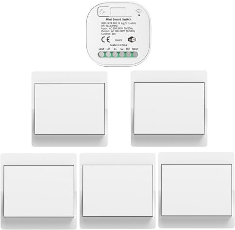 Cerhot Tuya - Interruttore Intelligente WiFi 230V, Telecomando Radio della Luce Senza Batteria per Corpo