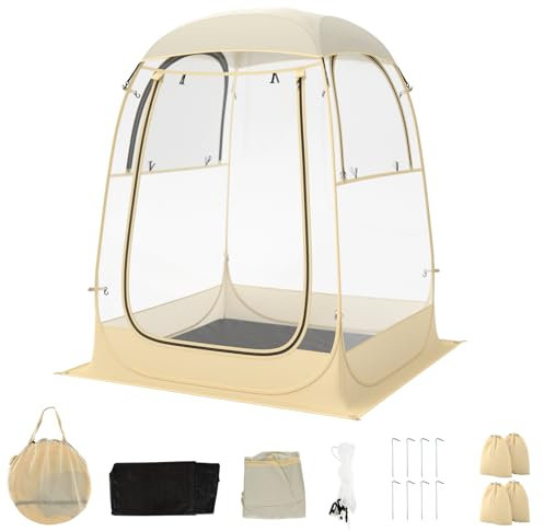 COSTWAY Transparentes Zelt, Pop Up Zelt mit wetterfestem Schutzdach, faltbares Sportzelt, PVC-Zelt, Outdoor-Bubble-Zelt mit Tragetasche und Bodenmatte für Sportveranstaltungen, Angeln & Camping