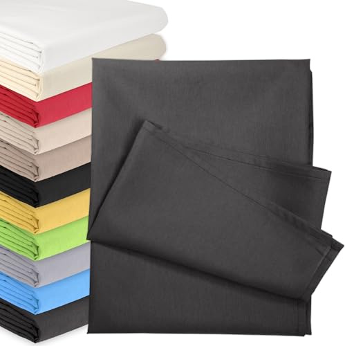 Bettlaken OHNE Gummizug 120x200 cm Poly Baumwolle Anthrazit | Glatte Betttuch ohne Spanngummi. Atmungsaktiv, Waschbar. Laken, klassische Betttücher, Haustuch für Zuhause, Hotel