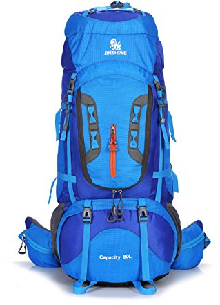 Maity 80L Wanderrucksack Unisex Großer wasserdichter Sportrucksack Leichter großer Reiserucksack Faltbar Geeignet für Camping, Wandern, Radfahren, Klettern, Bergsteigen Rucksack (M228E02-Blau)