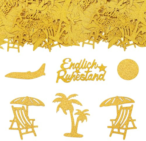 GoldRock Doppelseitiger Glitzer Konfetti Rente Deko Groß 2,5-5,5cm,100 Stk Endlich Ruhestand Deko,Streudeko Renteneintritt Geschenk Frau Männer,Abschiedsfeier Tischdeko,Rentner Party Deko für Abschied