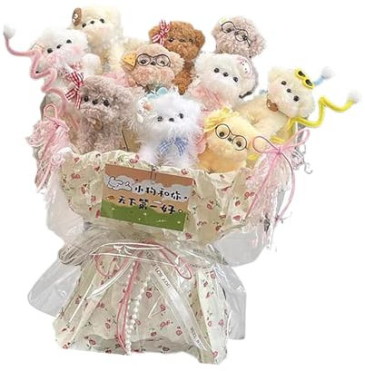 MagiDeal Plüsch Hundestrauß, Basteln, Hochzeitsgeschenk für Mama, Brautparty, Valentinstag