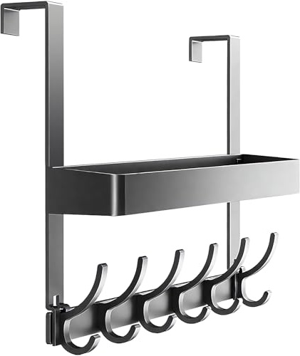 INMORVEN Türhaken zum Einhängen, 6 Haken Türhaken aus Edelstahl – Platzsparende Türgarderobe ohne Bohren, Kleiderhaken für Bad, Küche & Flur, Hängeregal mit stabilem Design