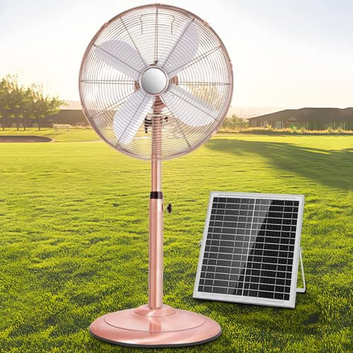 MZQMK Ventilatore Solar, Ventilatore A Piantana Potente, Ventilatore Metallo 5 Pale, Basso Consumo, Oscillazione Orizzontale, per Soggiorno E Camera da Letto(50cm/20in 23400mAh)