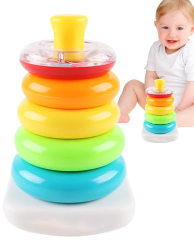 Générique Anneaux Empilables Jouet Bébé - Gobelets Colorés pour Enfant,Jeu Éducatif d'Empilage 6 Mois et Plus pour Filles Garçons - Cadeau Maison Crèche Voyage en Voiture Chaise Haute