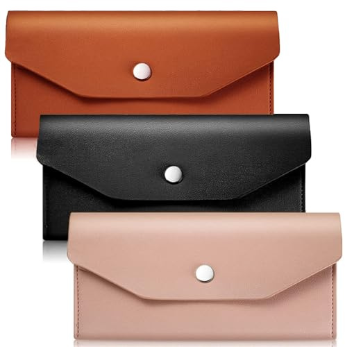 TRKETK Geldumschläge, PU-Leder, wiederverwendbar, für Reisen und Budgetierung, wasserdicht, Geldumschläge, Geldbörse, 20,3 x 10,2 cm, Retro-Clutch, echtes Leder, Geldbörsen-Organizer (3 Farben)