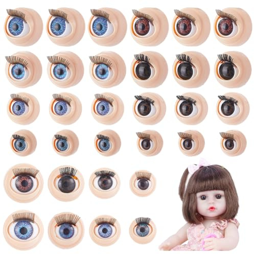 PH PandaHall 8 Stili 3D Occhi Simulati 16 Paia Occhio Semicircolare con Ciglia Amigurumi Cartone Animato Occhi Mobile Occhio Simulato Imbottito per Decorazione Orso Animale
