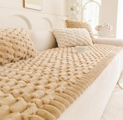Homcomodar Sofa überzug Dicke Couch überzug 2 3 4 Sitzer Sofadecke Waschbar Braun Sofadecken für Sitzfläche Universal Sofa Cover für Wohnzimmer Möbelschutz Weich Haustiermatte（70x150cm）