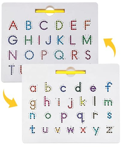 Lavagna magnetica per alfabeto - Edizione alfabeto magnetico su entrambi i lati 2 in 1 | Magnet Bead Tablet Pad Magneti Tracing Board Praticare l'apprendimento dei giocattoli educativi, Apprendimento