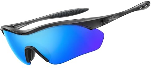 Lamicall Fahrradbrille Herren & Damen, UV400 Polarisierte Schnelle Brille | [22g TR-90 Ultraleicht] HD Multifunktionale Sport Sonnenbrille, Verspiegelte Sportbrille Fahrrad Brille für Laufen, Rennrad