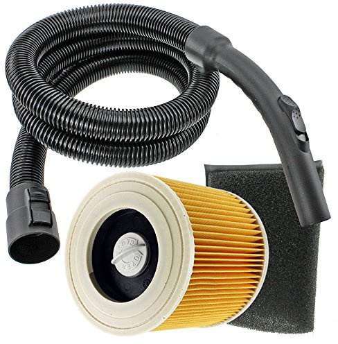 SPARES2GO Complete Pipe Hose Handle + Foam & Cartridge Filters Kit for Karcher Vacuum Cleaners (2 Metres)