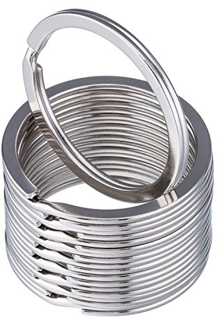 Lot de 50 anneaux ronds plats en métal pour clés de voiture ou de maison - Argenté - 30 mm