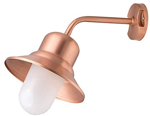 Licht-Erlebnisse Elegante Außenleuchte Kupfer Echt-Messing Glas Maritim Außenwandleuchte Hoflampe Wand Haustür Balkon