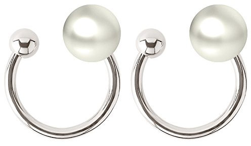 MYA art Damen Ohrklemme Ohrringe Set Ear Cuff Fake Ohr Helix Cartilage Piercing Ring mit Perlen Kugeln Vergoldet Silber Weiß MYAWGOHR-32