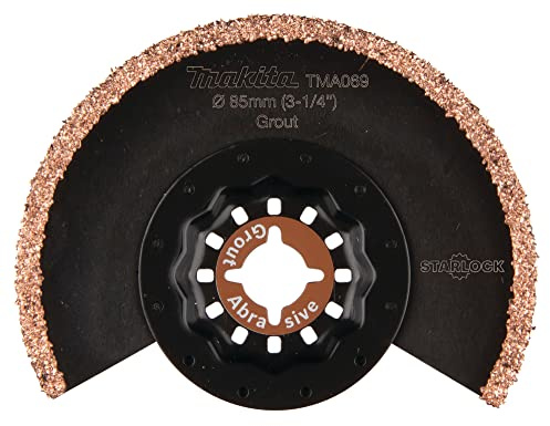 Makita B-65028 Starlock HM/TC Segmentsägeblatt 85 mm TMA069, Körnung 30, für Mörtel, Epoxid, Porenbeton für Multitool, Multifunktionswerkzeug, 1 Stück
