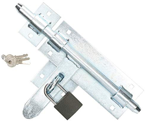 KOTARBAU Bolzenriegel 270 mm Mit Vorhängeschloss Links/Rechts Schubriegel Torschieber Überwurfriegel Beidseitig Torriegel Türriegel Türschlossriegel