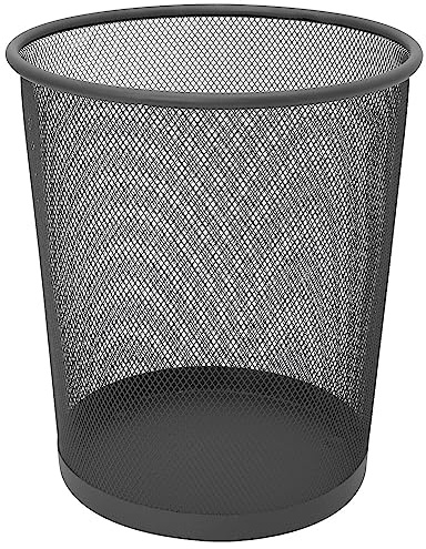 Plus Office - Papelera Malla Metálica 20 litros - 30,5 x 35,5 cm - Papelera Escritorio de Metal, perfecta para Oficina, Despacho, Estudio, Aulas - Color Negro