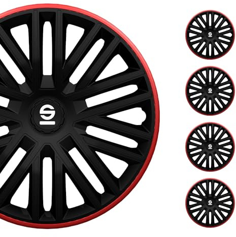 Sparco Radzierblenden Bergamo - 14-Zoll - Schwarz/Rot - Satz mit 4 Stück