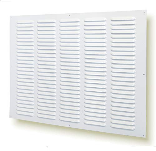 Griglia di ventilazione in metallo da 50 x 40 cm, con zanzariera (50 x 40 cm, colore bianco)