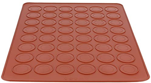mumbi Macaron Matte Backmatte Silikon Backform für 48 Macarons antihaftbeschichtet, braun, 34794