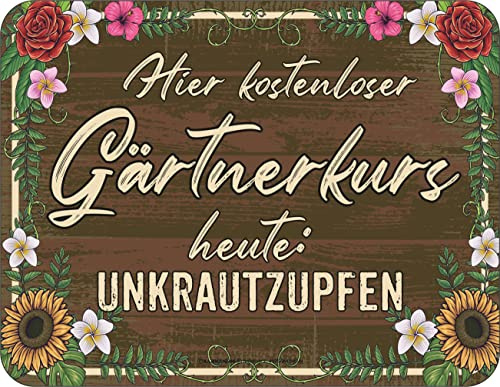Original RAHMENLOS Deko Blechschild für Gärtner - Kostenloser Kurs