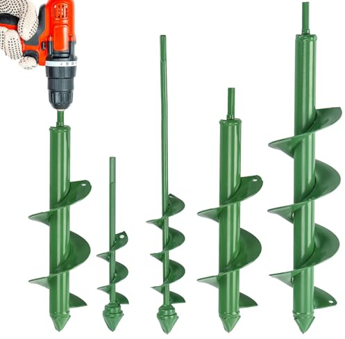 DEEGETEL Auger Drill Bit for Planting 4 Pack, Garden Ground Earth Spiral Drill Bit for 3/8 Hex Drive Drill, Easy Bulb Auger for Post Hole Digger Flowers, Bedding Digging Plant Rapid Planter Tool