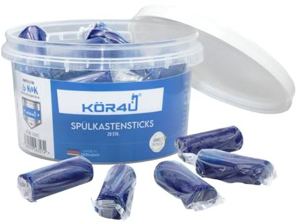 kör4u Bastoncini per cassetta di risciacquo – 20 pastiglie di pulizia blu Duofresh, fresche, efficaci contro calcare e depositi, ecologici e biodegradabili