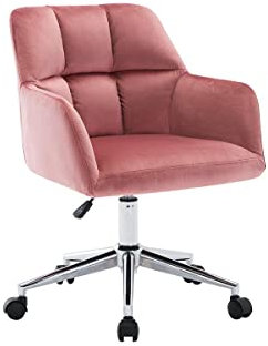Vente-unique - Chaise de Bureau - Velours - Rose - Hauteur réglable - PEGA