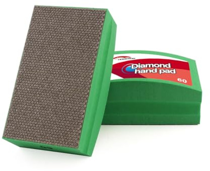 HOMESOM Diamond Hand Polishing Pads for Granite Stone Concrete Marble Foam Back Arc Design Electroplate Sanding Pads 60 Grit