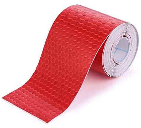 Prasacco Reflektorband, Sicherheits Reflektierendes Klebeband Selbstklebende Reflektierende Sicherheitsaufkleber Warnaufkleber 5 x 300 cm Sicherheitsklebeband Sicherheit Markierung Band (1 Rolle, Rot)
