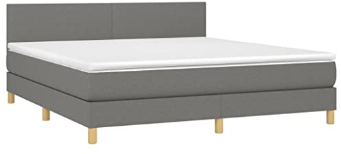 vidaXL Boxspringbett mit Matratze Doppelbett Polsterbett Bett Bettgestell Lattenrost Bettrahmen Hotelbett Schlafzimmerbett Dunkelgrau 160x200cm Stoff