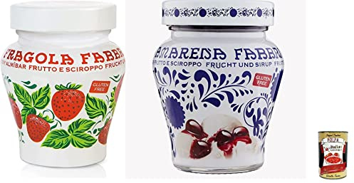 Fabbri Lot de 6 fraises Opaline - 230 g - Fraises au sirop + Polpa italien Gourmet