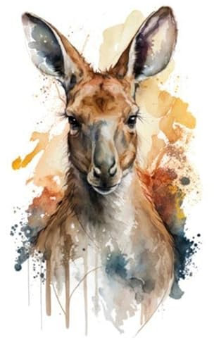 adrium Acryl-Bild 50 x 80 cm: Illustrationskänguru im Aquarell. Tier auf weißem Hintergrund. Generative KI (199820139)