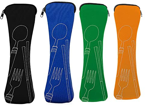 Mnsconkl Bestecktasche 4 Stück,Neopren Bestecketui für Camping