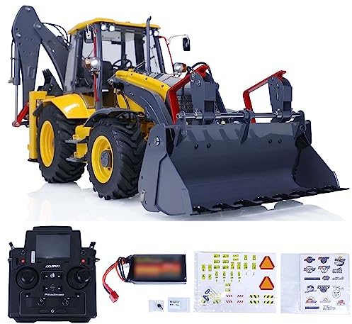 LESU Pelle pelleteuse hydraulique à roues 1/14 RC en métal Aoue BL71 2 en 1 Véhicule de construction peint jaune gris modèle de qualité passe-temps