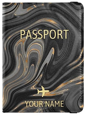Personalisierte Reisepasshülle, Brieftasche, Kombi, individueller Name, PU-Leder, Reisepass, Impfkarten-Schutz für Damen und Herren, Reisegeschenk, Marble20, Einheitsgröße
