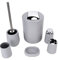Tissting Juego Accesorios de Baño Gris 6 Piezas con Bote Basura, Escobilla de Baño, Soporte para Cepillo Dientes, Dispensador Jabón Loción, Jabonera, Taza, Juegos de Accesorios Baño ABS